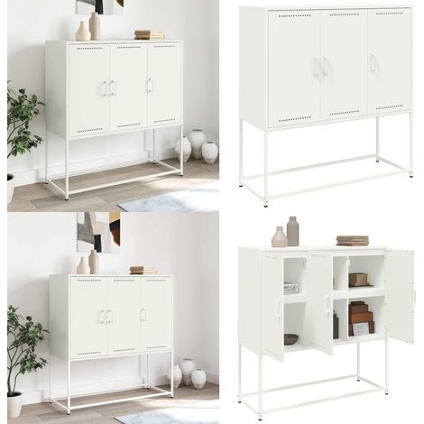 vidaXL Buffet haut blanc 100,5x39x107 cm acier (1/5)