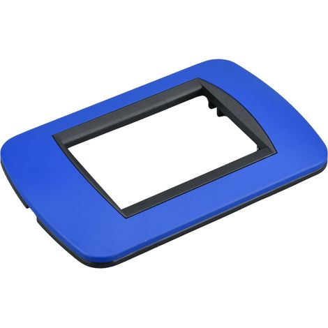 Placca Plastica Ovale MBL 3 Moduli/Posti Compatibile Bticino Living 17 Colori Disponibili (Blu)