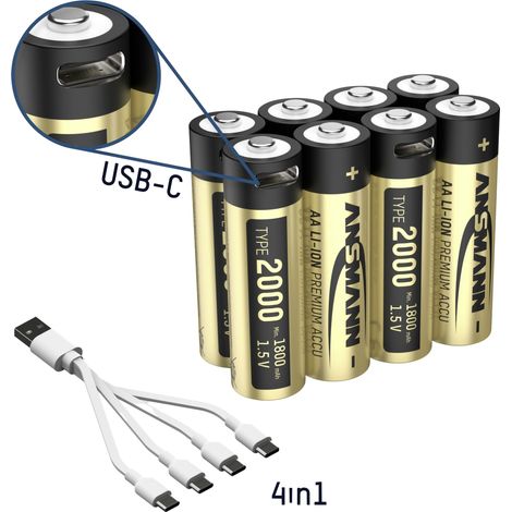 Ansmann 1312-0039 Mignon (AA)-Akku Lithium 1800 mAh 1.5 V 8 St.