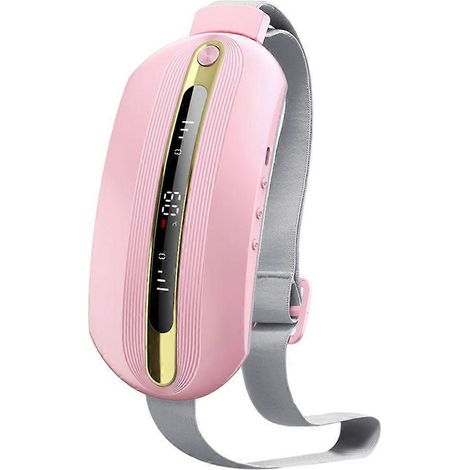 Appareil abdominal paresseux rechargeable, portable, vibrant et chauffant, ceinture de massage abdominal ajustable pour les crampes menstruelles, rose (1/5)