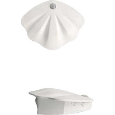 Dekorative, weiße Nachtleuchte in Muschelform mit Bewegungsmelder, wiederaufladbar, ideal für Schlafzimmer, Flur oder Treppenhaus. Perfekt als Nachtlicht, Spot oder Wandleuchte. (1/5)