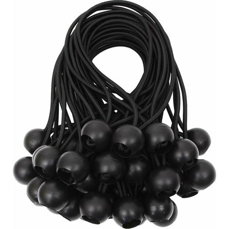 ZVD - Tensor de lona con bola elástica, tensor de goma para pancartas, lonas, pabellones, carpas, cortinas, arnés de extensión, soporte para lona, ​​blanco, 15 cm (negro, 40 unidades) (1/4)