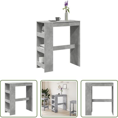 Étagères -  Table de bar avec étagères gris béton bois d'ingénierie (1/5)