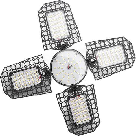 Plafonnier LED pliable à 4 lampes pour garage/atelier, 100 W, haute luminosité, économie d'énergie, culot E27, 85-265 V (1/5)