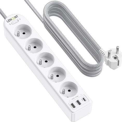 Bloc Multiprise Electrique Améliorée avec 5 Prises, 2 USB (1/5)