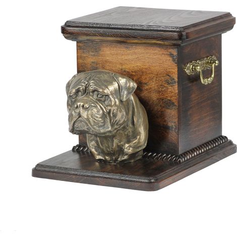 Bullmastiff, Bulmastiff: una urna para cenizas de perro con una estatuilla, una elegante urna para un perro, una urna única con un busto de perro de Art-Dog (1/5)