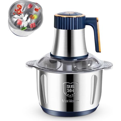 Hachoir de Cuisine Électrique, 500W Multihachoir Électrique, 5L Hachoir Universel 5L 5 Réglages avec Lame Pivotante en Acier à 6 Côtés pour Légumes, Fruits et Viande (1/5)