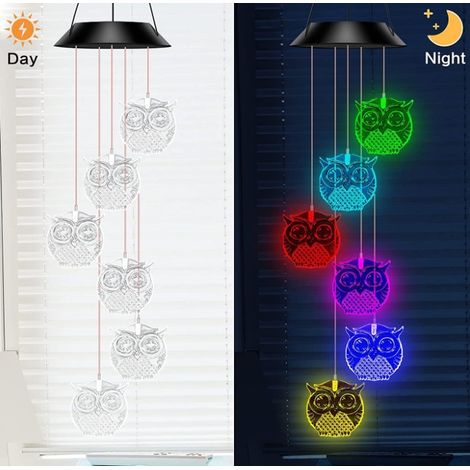 Lampe solaire hibou transparente, lanterne solaire en bocal, décoration de jardin solaire-AquaForge