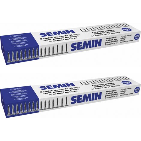 SEMIN Bandes de Vis TTPC 3,5 x 35 mm - 1000 pcs (20 Bandes de 50) - Auto-Perceuses - Compatible Visseuses Automatiques (Lot de 2) (1/5)