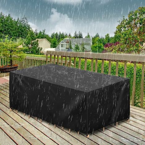 Housse Protection Table Jardin, Housses de Meubles et Salon Extérieur, Imperméable et Anti-UV, Étanche Bâche de 420D Tissu Oxford avec Corde et Boucle Verrouillage (213x132x74cm) (1/5)