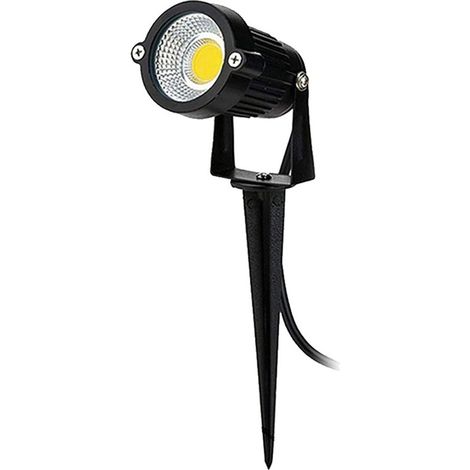 Faretto led cob 5 watt per esterno proiettore da giardino con picchetto interrabile e staffa a parete luci da esterno luce bianca 6500 k (1/4)