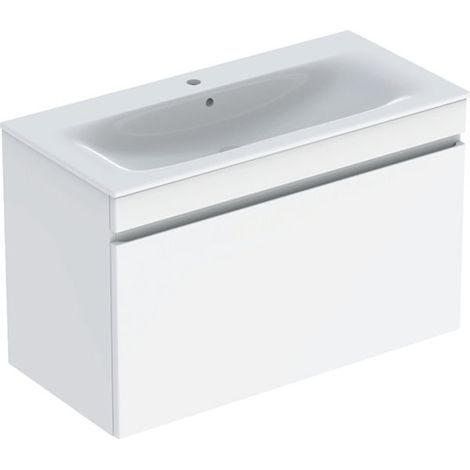 Pack lavabo slim 100 cm + meuble Geberit Renova Plan 1T 1T à l'angl. Blanc br. - GEBERIT 501.917.01.1