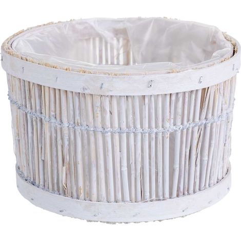 Cesto de bambú redondo blanco 18x18x11h cm (1/5)