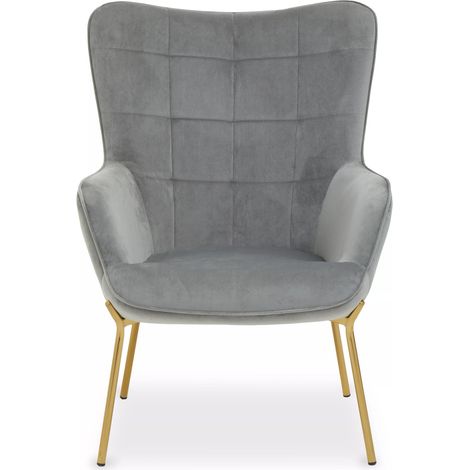 Interiors by Premier Stockholm Grey Velvet Chair, High Back Bedroom Accent Chair, Easy to Maintain Velvet Swivel Chair (1/5)