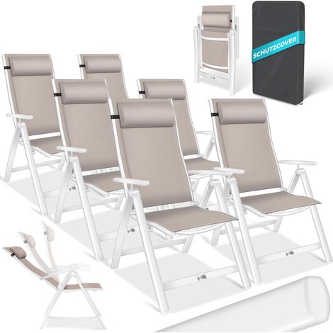 KESSER® Gartenstuhl Hochlehner mit Armlehnen Aluminium Klappstuhl inkl. Kopfkissen Campingstuhl 7-Fach Verstellbar Rückenlehne Atmungsakti
