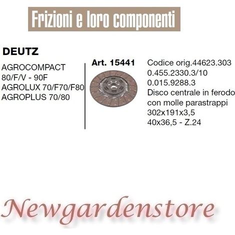 Disco ferodo frizione 15441 trattore DEUTZ Agrocompact Agrolux Agroplus 40x36,5