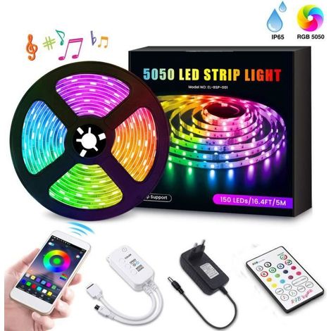 Ruban LED - Bluetooth - Bande 5M - Contrôle via APP - Synchronisation avec la musique-Ywey (1/5)