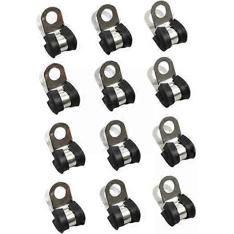 4x 12 colliers de serrage pour câbles 3/16, de remplacement pour tuyaux de freins de bateaux, clips en P doublés de caoutchouc (1/5)