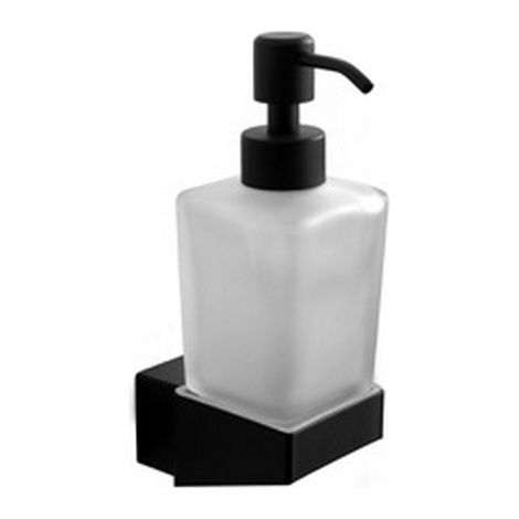 Dispenser di sapone sospeso in acciaio inox nero opaco e vetro opaco  NUEVO-N kamalu