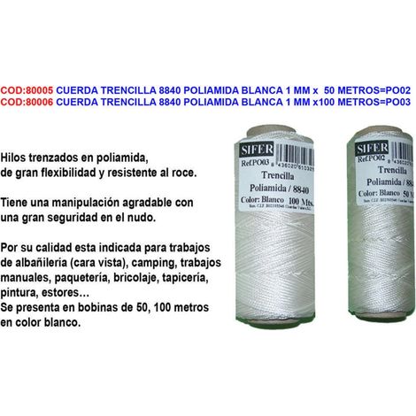 Corda intrecciata 8840 Poliammide bianca 1 mm x 100 m Mason PO03