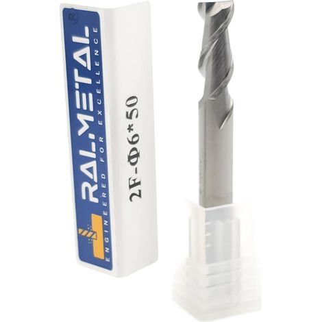 Fresa de aluminio VHM de 2 filos, 6 x 15 x 50 mm - 45 HRC (1/4)