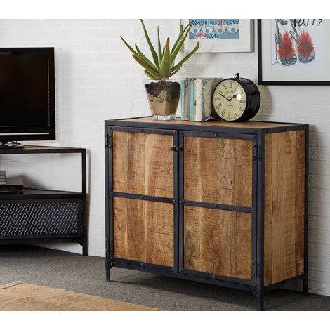 Vintage Up cycled Industrial Wood Small Sideboard (1/4)