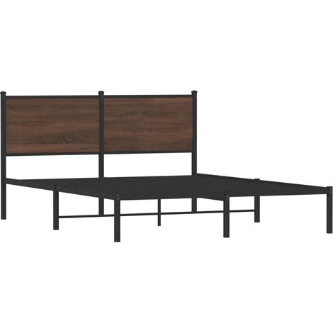 vidaXL Cadre de lit en métal sans matelas chêne marron 140x200 cm (1/5)