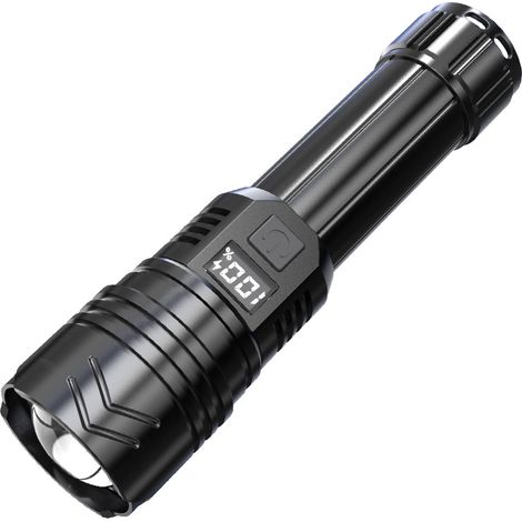 Hochleistungsfähige, wiederaufladbare LED-Taschenlampe mit hoher Leuchtkraft, leistungsstarke, wasserdichte, tragbare Taschenlampe