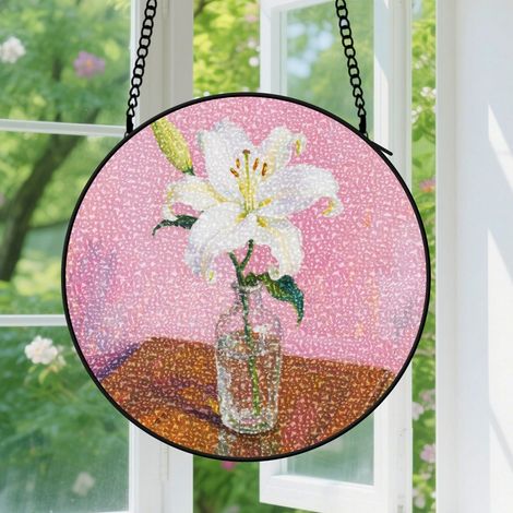 Suspension en vitrail - Attrape-soleil artistique pour porte, décoration jardin élégante, cadeau Fête des Mères, Anniversaire pour femme, maman 12,5 cm (1/5)