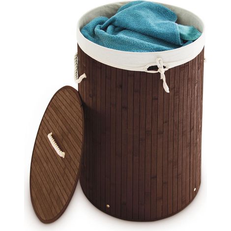 Cesta de lavandería redonda de bambú