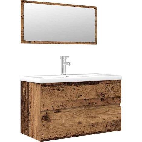 Maison Exclusive - Set Mobili da Bagno 3 pz Legno Antico in Legno Multistrato