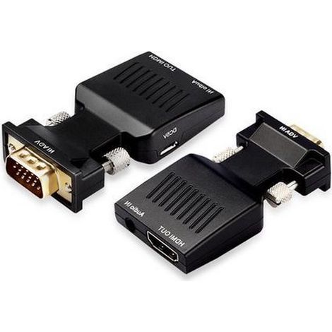 Convertisseur VGA mâle vers HDMI femelle 1080p + connecteur jack / (1/5)