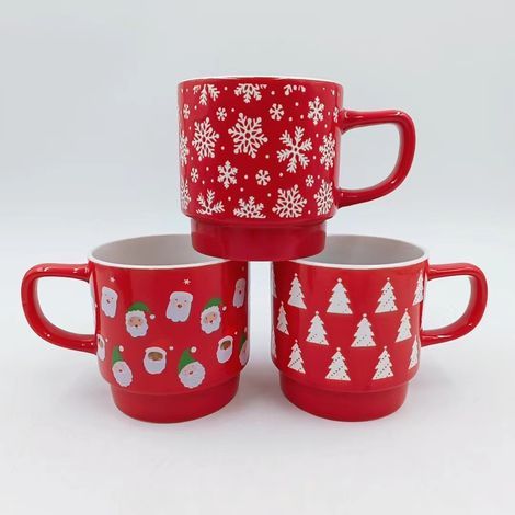 Neuer stapelbarer Keramik-Weihnachtsbecher 99 cm 360 ml, Milchbecher, Frühstücksbecher, Kaffeebecher, Weihnachtsgeschenkbecher, Weihnachtsmann. (1/5)