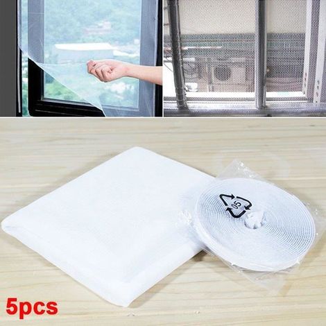 5Pcs Moustiquaire Fenêtre Ecran Filet Anti-moustique 150cm130cm Blanc (1/4)
