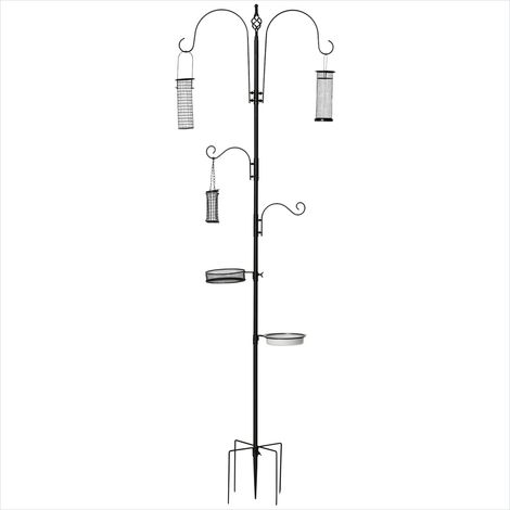 Cage pour oiseaux en acier avec mangeoire sur pied 208 cm Noir (1/5)