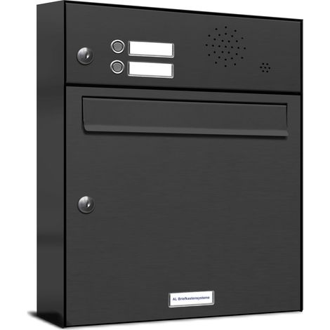1er Briefkasten Anlage Aufputz - Wandmontage RAL 7016 Anthrazit 2 Klingel (1/5)