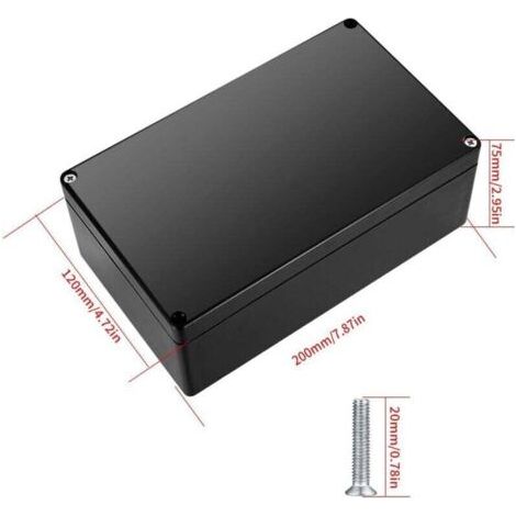 Scatola di derivazione elettrica per esterni impermeabile IP67, scatola di giunzione per connettori, contenitore elettronico in plastica per esterni (nero 20x12x7,5 cm)