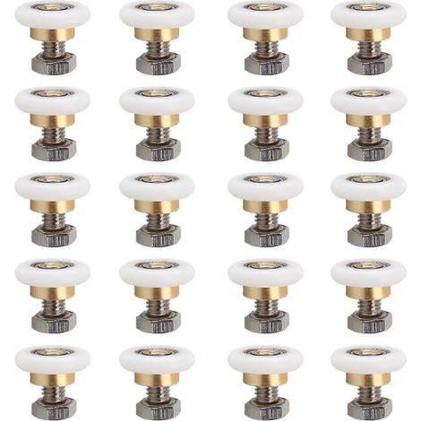 Roulettes pour porte de douche (lot de 4), poulies pour porte coulissante en verre, diamètre 25 mm, compatibles avec les rails de 20 à 27 mm, accessoires de salle de bain (1/5)