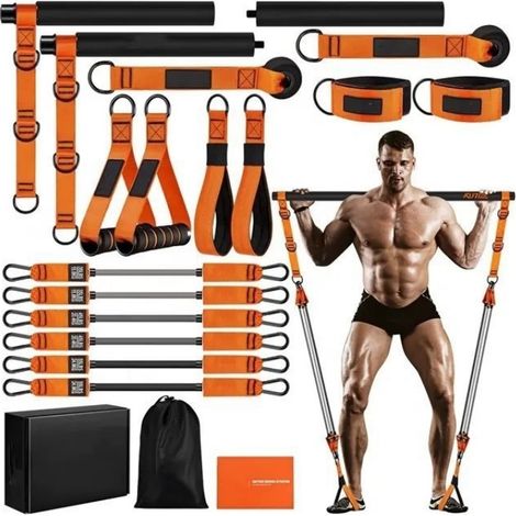 Kit complet de barre de Pilates de 122 kg avec bandes de résistance - Équipement multifonctionnel pour l'entraînement à domicile (1/4)