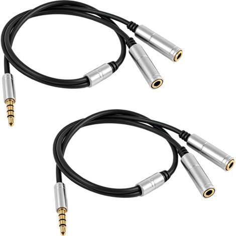 2PCS Adaptateur Jack 3.5 mm Stéréo Mâle vers Double Jack Femelle, Adaptateur Jack Audio Y Splitter pour Casque Amplificateur, Adaptateur Jack Femelle 2 Male (1/5)