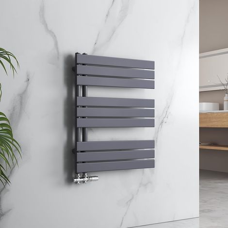 Radiateur de salle de bain - 762 x 600 mm - Raccordement latéral plat - Chauffe-serviettes - Radiateur - Sèche-serviettes - Anthracite - 503 W (1/5)