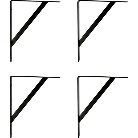 4er-Set Wandhalterungen – Robuster, schwarzer Stahl – Tragkraft: 260 kg – Für schwere Regale – Für Zuhause und Büro – 300 x 225 mm (1/5)