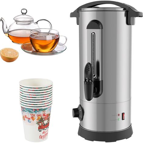 Randaco Calentador de vino caliente 1500 W Dispensador de bebidas calientes 10 l con bandeja colectora, grifo de salida,color plata (1/4)