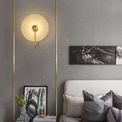 Applique Murale Interieur LED 3W 3000K Blanc Chaud Marbre Lampe Murale Moderne Eclairage Décoration Lumière Luminaire Mural Pour Chambre Bureau Salon Escalier Couloir Hôtel Bar, Doré, 20cm (1/4)