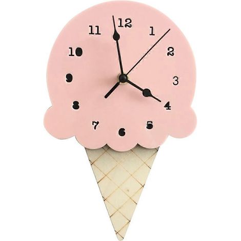Horloge murale style nordique en forme de glace, silencieuse, à piles, motif dessin animé, idéale pour une chambre d'enfant. (1/5)