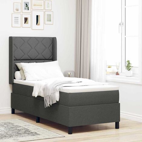 Cama Box Spring LED con cabecera Gris oscuro 80 x 200 cm tela (1/5)