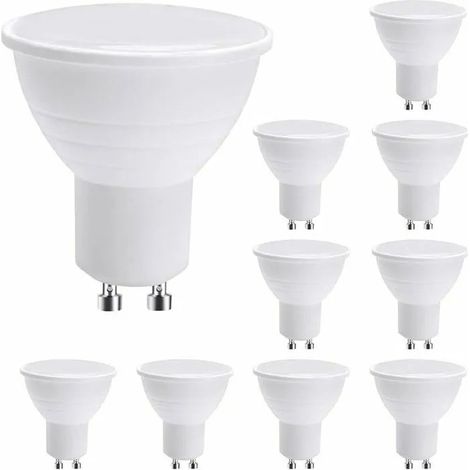 Ampoules LED GU10 7 W blanc chaud 600 lm, non dimmables, angle de diffusion de 120°, lot de 10, équivalent à 50 W halogène (1/5)