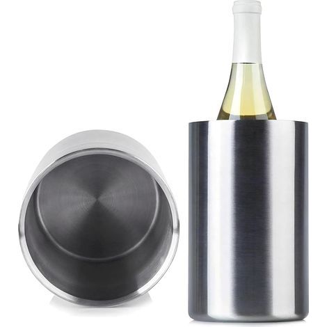 Rafraîchisseur de Bouteille de Vin, Seau a Champagne Double Paroi Isotherme en Acier Inox Brossé 19 cm de Hauteur, Seau a Glacon pour Maintien au Frais, Cadeau anniversaire, Mariage ou Jubilé (1/5)
