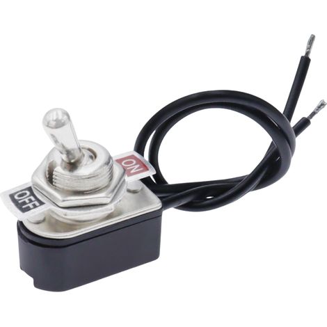 Interrupteur à bouton-poussoir filaire, interrupteur à bascule 12 mm, 2 petites poignées, interrupteur marche/arrêt, câble noir 3 A 250 V à 2 vitesses, longueur 15 mm (1/2)