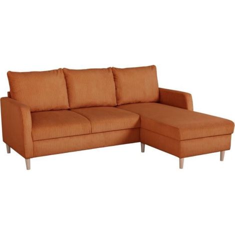 Canapé d'angle fixe - 3 places - CHIPY - Tissu Lincoln Terracotta - Pieds bois nature - 192 x 82 x 138 cm (1/5)